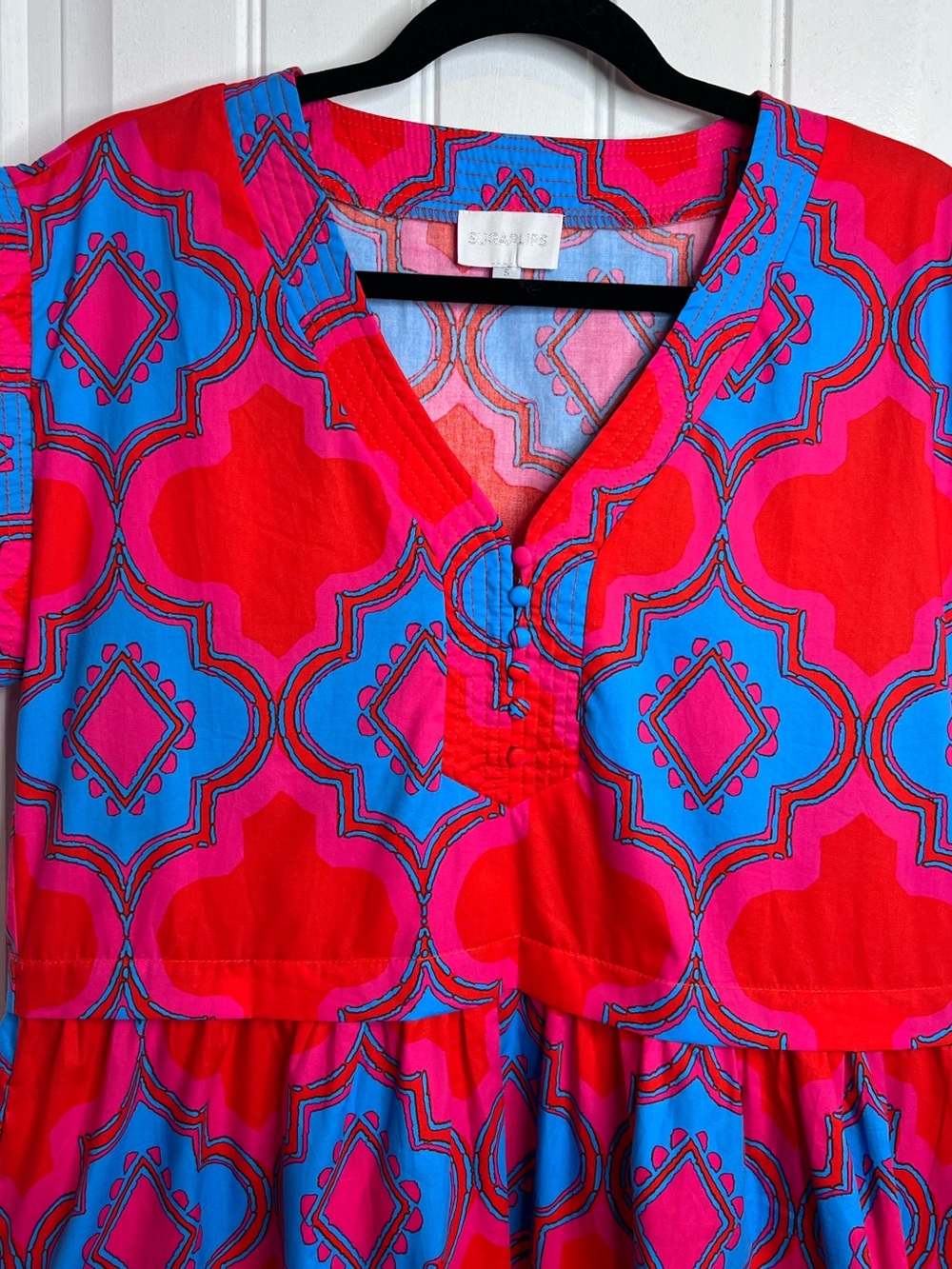 Sugarlips Devany Mix Media Jolene Short Sleeve Trapeze Mini Dress. Size Small. - Picture 6 of 14